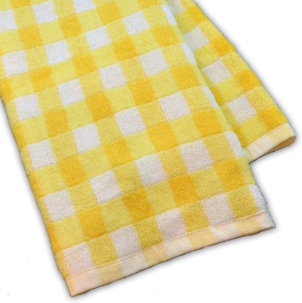 26.5-Inch-by-13-Inch Luxury Bamboo Kitchen Dish and Hand Towels, Yellow & White Plaid (Set of 2)