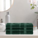 Rayon from Bamboo Cotton Blend Hand Towel Set, Ideal for Bathroom, Guest Bath, Gym, Spa, Bathroom, Kitchen Decor, Home Essentials, Includes; 6 Hand Towels, 16” x 30", Hunter Green