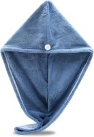 Hair Towel Wrap Super Absorbent Twist Turban Dry Hair Cap with Button Fasten