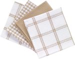 Premium Waffle Dish Cloths: Highly Absorbent, Super Soft Long Lasting - 100% Cotton, 12"x13" Flat Waffle Dish Towel for Cleaning & Drying Dishes, (4-Pack), Sand