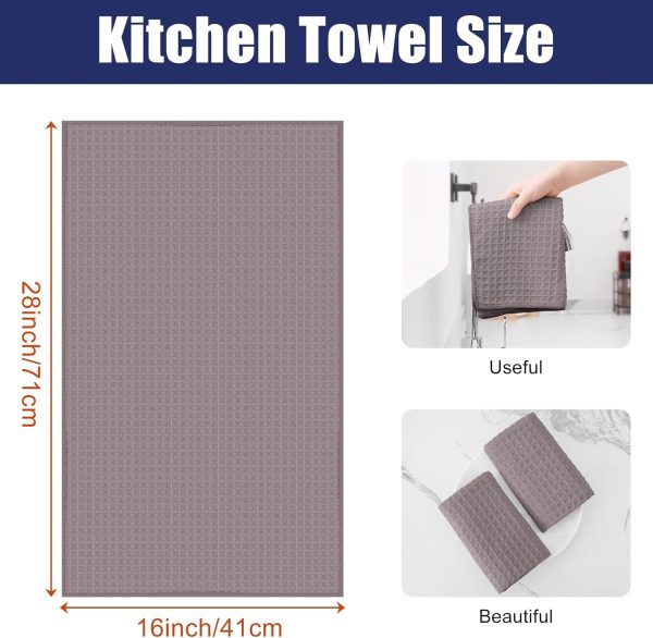 Premium  Waffle Weave Kitchen Towels, 16 x 28 Inch Ultra Absorbent and Solid Color Dish Towels, 4 Pack, Coffce
