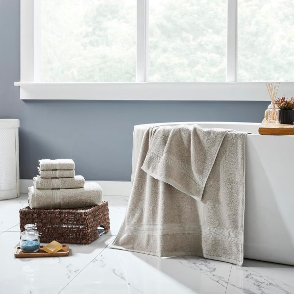 6-Piece Rayon from Bamboo & Cotton Blend Towel Set - Ultra Soft & Absorbent, Taupe
