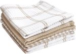 Premium Waffle Dish Cloths: Highly Absorbent, Super Soft Long Lasting - 100% Cotton, 12"x13" Flat Waffle Dish Towel for Cleaning & Drying Dishes, (4-Pack), Sand