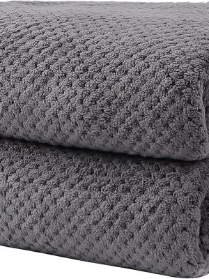 Bath Towels Pack of 2, (27 x 54 Inches)  Ultra Soft Highly Absorbent Bath Towel Set, Lightweight and Quick Drying Towels for Body, Sport, Yoga, SPA, Fitness, Grey