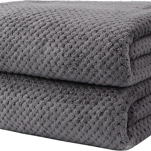 Bath Towels Pack of 2, (27 x 54 Inches)  Ultra Soft Highly Absorbent Bath Towel Set, Lightweight and Quick Drying Towels for Body, Sport, Yoga, SPA, Fitness, Grey