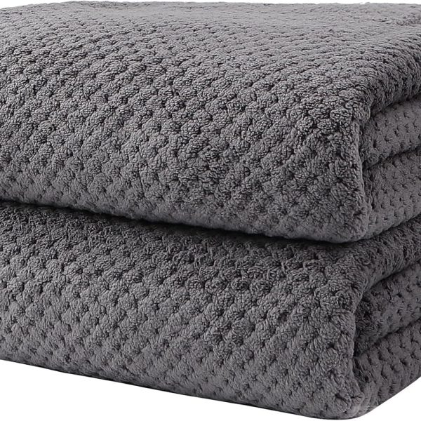 Bath Towels Pack of 2, (27 x 54 Inches)  Ultra Soft Highly Absorbent Bath Towel Set, Lightweight and Quick Drying Towels for Body, Sport, Yoga, SPA, Fitness, Grey