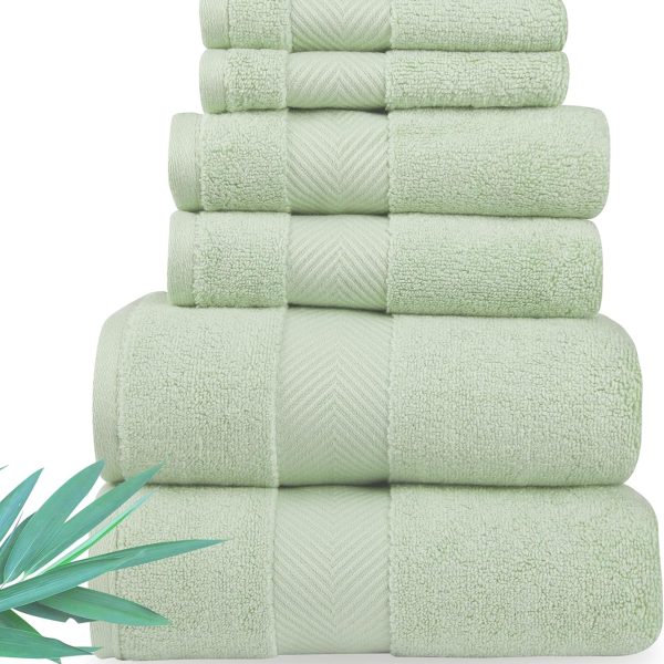 Ultra Soft & Plush Viscose from Bamboo Bath Towels - 700 GSM Luxury Bath Towels - 6 Piece Set - Super Absorbent & Quick Drying (Eucalyptus Green)