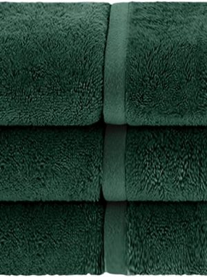 Rayon from Bamboo Cotton Blend Hand Towel Set, Ideal for Bathroom, Guest Bath, Gym, Spa, Bathroom, Kitchen Decor, Home Essentials, Includes; 6 Hand Towels, 16” x 30", Hunter Green