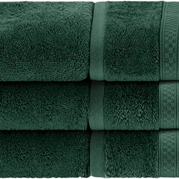 Rayon from Bamboo Cotton Blend Hand Towel Set, Ideal for Bathroom, Guest Bath, Gym, Spa, Bathroom, Kitchen Decor, Home Essentials, Includes; 6 Hand Towels, 16” x 30", Hunter Green