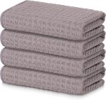 Premium  Waffle Weave Kitchen Towels, 16 x 28 Inch Ultra Absorbent and Solid Color Dish Towels, 4 Pack, Coffce