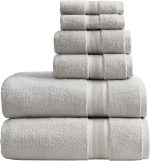 Luxury Bamboo Rayon Bath Towel Set 6 Piece Set | 35% Bamboo Rayon - 65% Cotton | Absorbent Quick-Dry Towels for Bathroom | Oeko-TEX Standard 100 Cotton | Grey