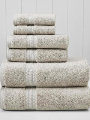 6-Piece Rayon from Bamboo & Cotton Blend Towel Set - Ultra Soft & Absorbent, Taupe