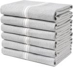 100% Cotton Kitchen Towels Set - 6 Pack Kitchen Dish Towels, Soft & Durable Size 14"x25", Good for Polishing Silverware, Cleaning Ceramic Countertops, Machine Washable - Grey Chambray