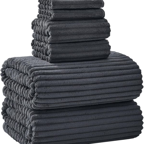 Extra Large Bath Towel Set of 6 (40"x80"),Oversized Bath Sheet Super Soft Highly Absorbent s Quick Dry Luxury Shower Towel for Bathroom Spa Gym Hotel Yoga (Charcoal Gray, 6Piece)