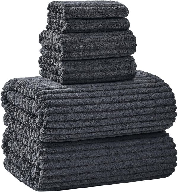 Extra Large Bath Towel Set of 6 (40"x80"),Oversized Bath Sheet Super Soft Highly Absorbent s Quick Dry Luxury Shower Towel for Bathroom Spa Gym Hotel Yoga (Charcoal Gray, 6Piece)