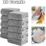 10 Pcs  Cleaning Cloth, Ultra Absorbent Bamboo Charcoal  Towels, Reusable Premium Cloths for Cleaning Kitchen Grime and Liquid, Car Washing Cloth Quick Drying