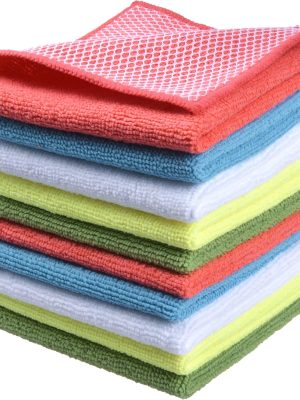 Dish Cloth for Washing Dishes Dish Rags Best Kitchen Washcloth Cleaning Cloths with Poly Scour Side 5 Color Assorted 12inchx12inch 10pack